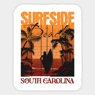 Surf Side Beach South Carolina Family Resort Surfing Distressed Design Sticker